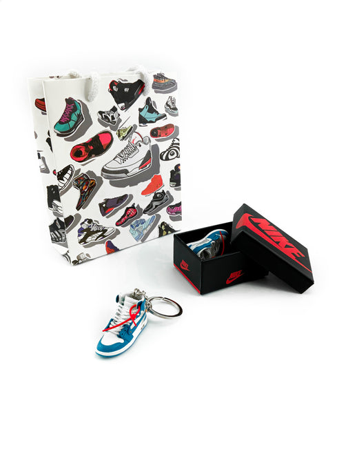 Mini Off-White™ x Air Jordan 1 Retro High White/Dark Powder Blue Replica Keychain