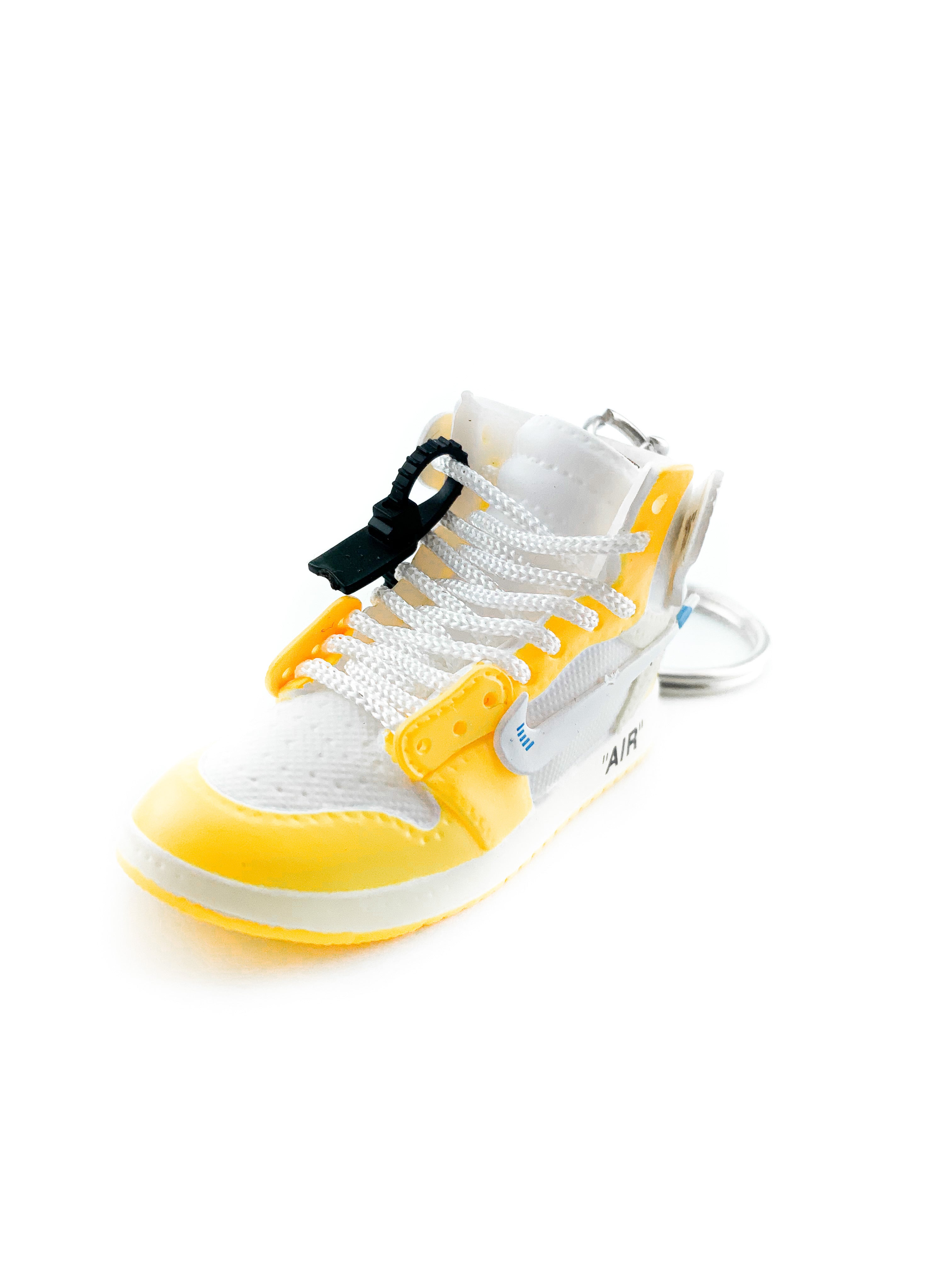 Mini Off White x Air Jordan 1 Retro High Canary Yellow Replica Keychain KLOUD9