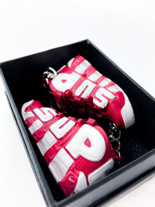 Mini Nike Air More Uptempo x Supreme 'Red' Replica Keychain