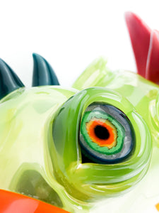 RJ Glass - Green Macaw - Dab Rig/Bubble Cap/Dabber/Qtip Jar